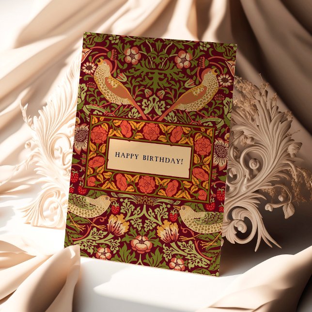 William Morris Strawberry Thief Birthday Card Kort (Skapare uppladdad)