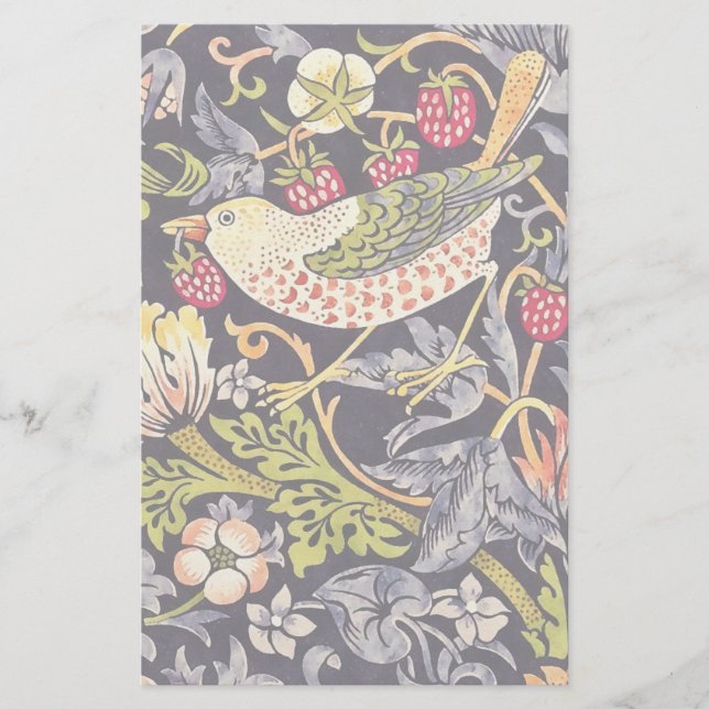 William Morris Strawberry Thief Blommigt Art nouve Brevpapper (Framsida)