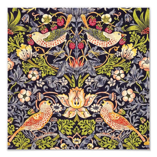 William Morris Strawberry Thief Blommigt Art nouve Fototryck (Framsidan)