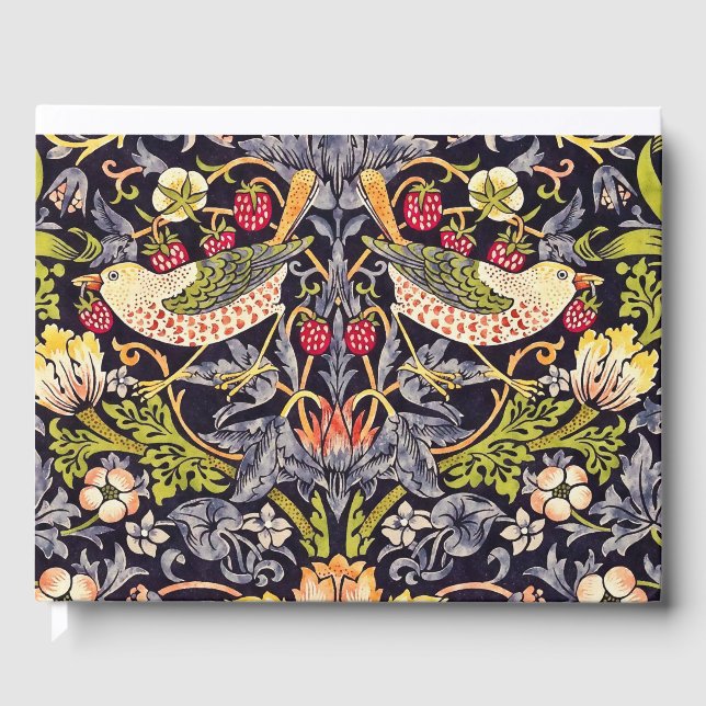 William Morris Strawberry Thief Blommigt Art nouve Gästböcker (Framsida)