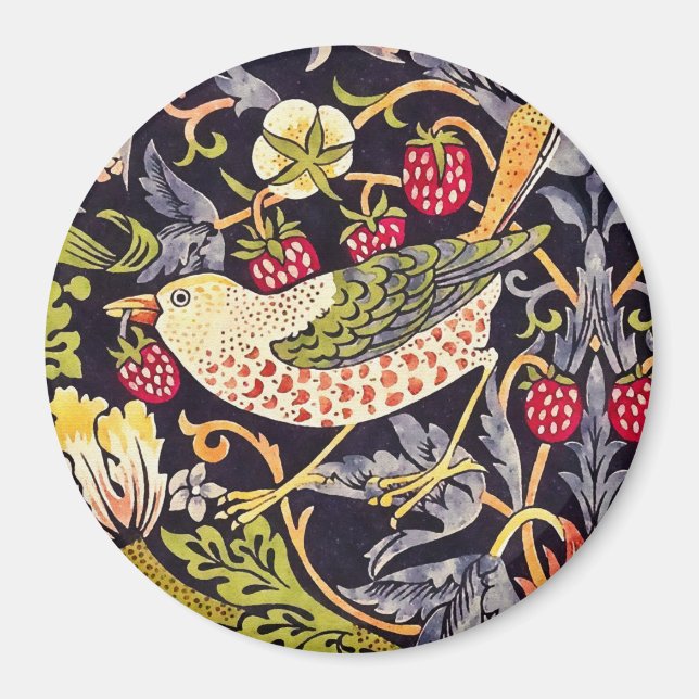 William Morris Strawberry Thief Blommigt Art nouve Magnet (Framsidan)