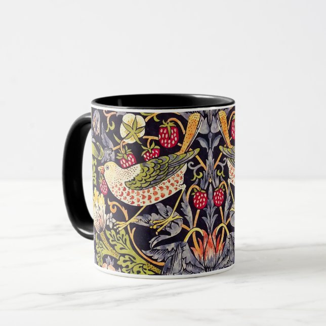 William Morris Strawberry Thief Blommigt Art nouve Mugg (Framsida vänster)