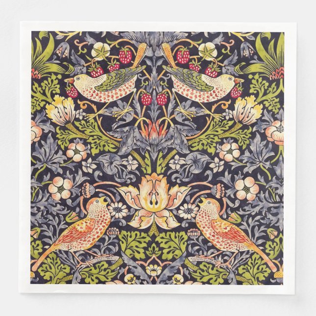 William Morris Strawberry Thief Blommigt Art nouve Pappersservett (Framsida)