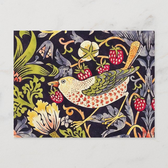 William Morris Strawberry Thief Blommigt Art nouve Vykort (Framsida)
