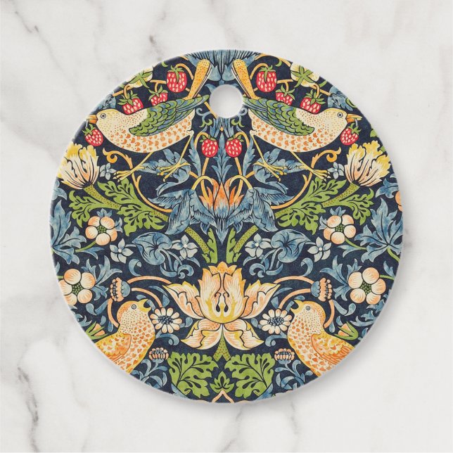 William Morris Strawberry Thief Blommönster Gåvor Etiketter (Framsida)