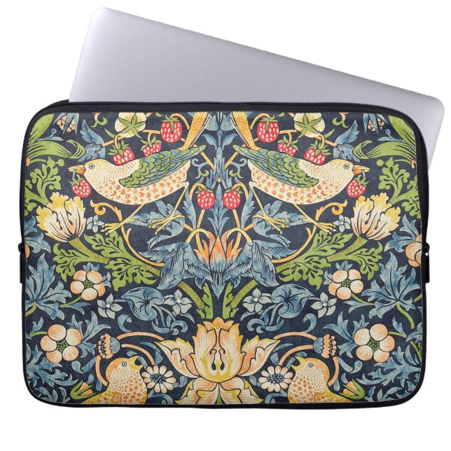 William Morris Strawberry Thief Blommönster Laptop Fodral (Framsidan)