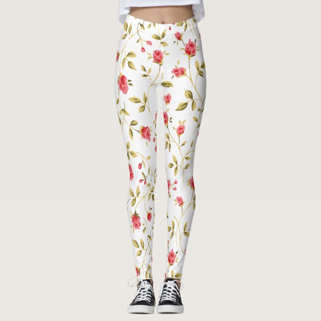 William Morris Strawberry Thief Blommönster  Leggings (Framsida)