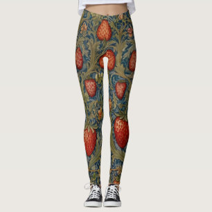 William Morris Strawberry Thief Blommönster Leggings