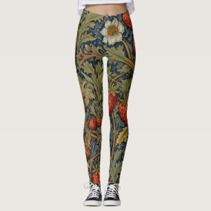 William Morris Strawberry Thief Blommönster Leggings