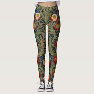 William Morris Strawberry Thief Blommönster Leggings