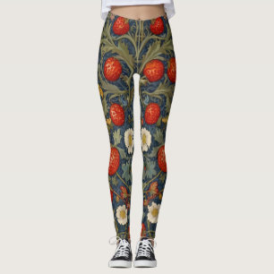 William Morris Strawberry Thief Blommönster Leggings
