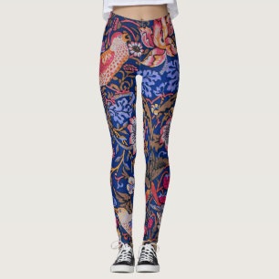 William Morris Strawberry Thief Blommönster Leggings