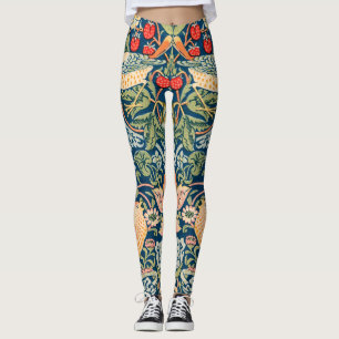 William Morris Strawberry Thief Blommönster Leggings