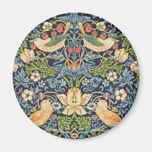 William Morris Strawberry Thief Blommönster Magnet (Framsidan)