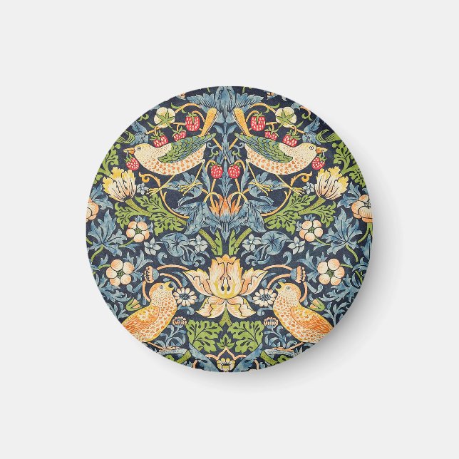 William Morris Strawberry Thief Blommönster Magnet (Framsidan)