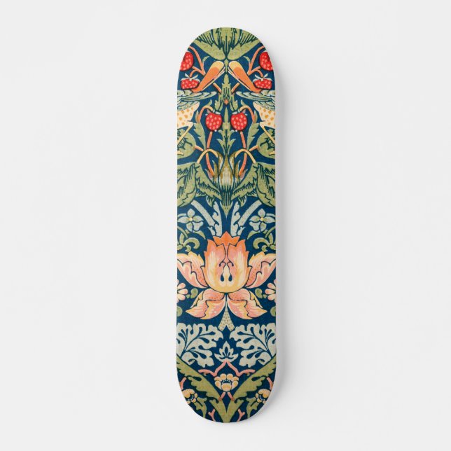 William Morris Strawberry Thief Blommönster Mini Skateboard Bräda 18,5 Cm (Framsida)