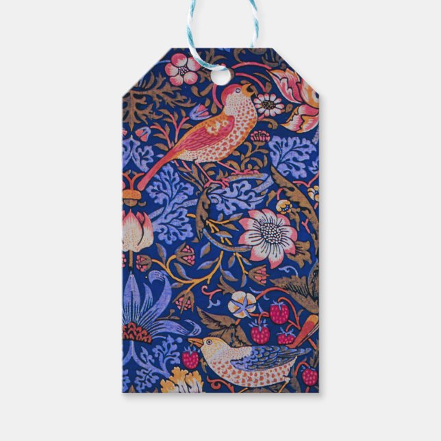 William Morris Strawberry Thief Blommönster Presentetikett (Framsidan)