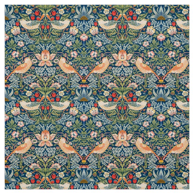 William Morris Strawberry Thief Blommönster Tyg (Provkarta)
