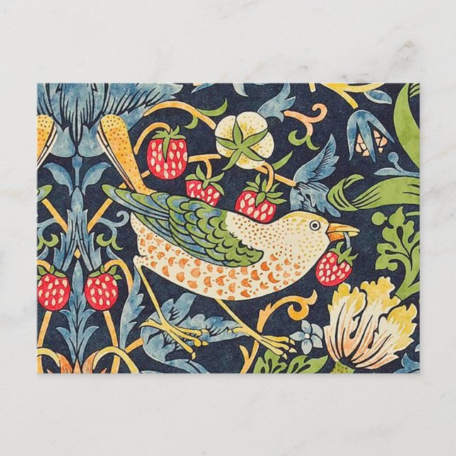 William Morris Strawberry Thief Blommönster Vykort (Framsida)