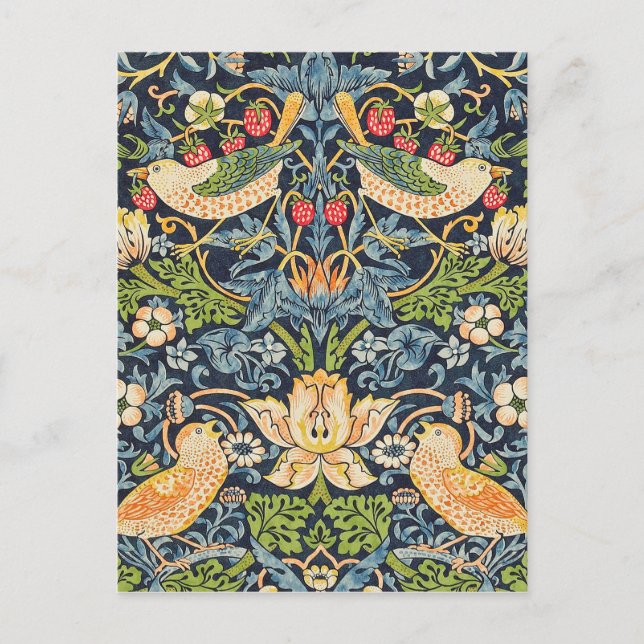 William Morris Strawberry Thief Blommönster Vykort (Framsida)