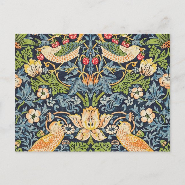 William Morris Strawberry Thief Blommönster Vykort (Framsida)