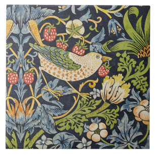 William Morris - Strawberry Thief-Blommönstret Kakelplatta