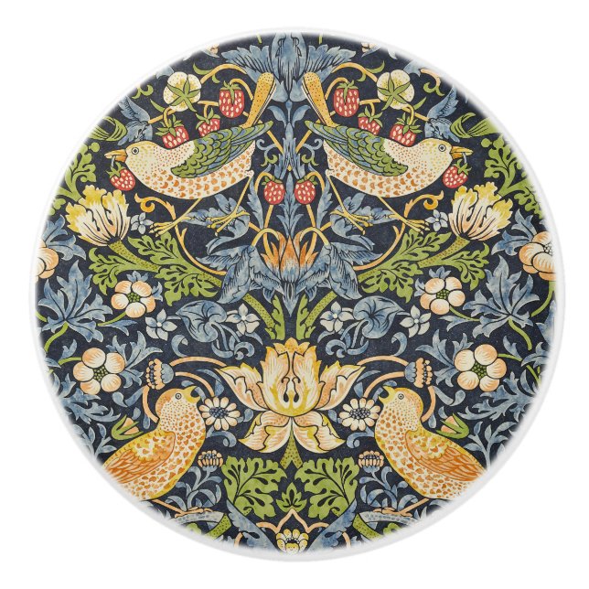 William Morris - Strawberry Thief-Blommönstret Knopp (Framsidan)