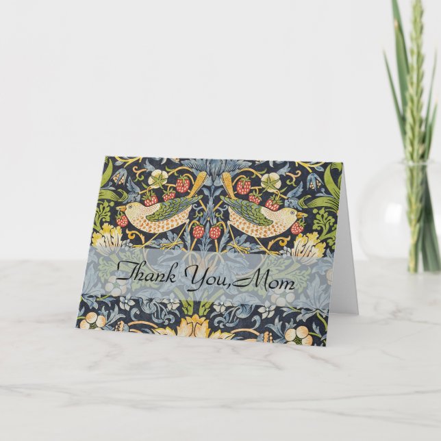 William Morris - Strawberry Thief-Blommönstret Tack Kort (Framsida)