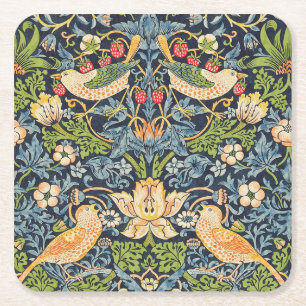 William Morris Strawberry Thief-Blommönstret Underlägg Papper Kvadrat