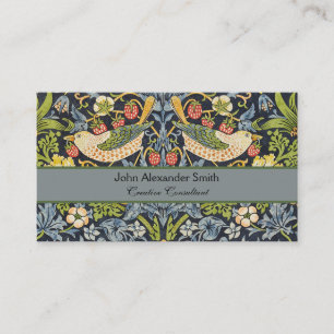 William Morris - Strawberry Thief-Blommönstret Visitkort