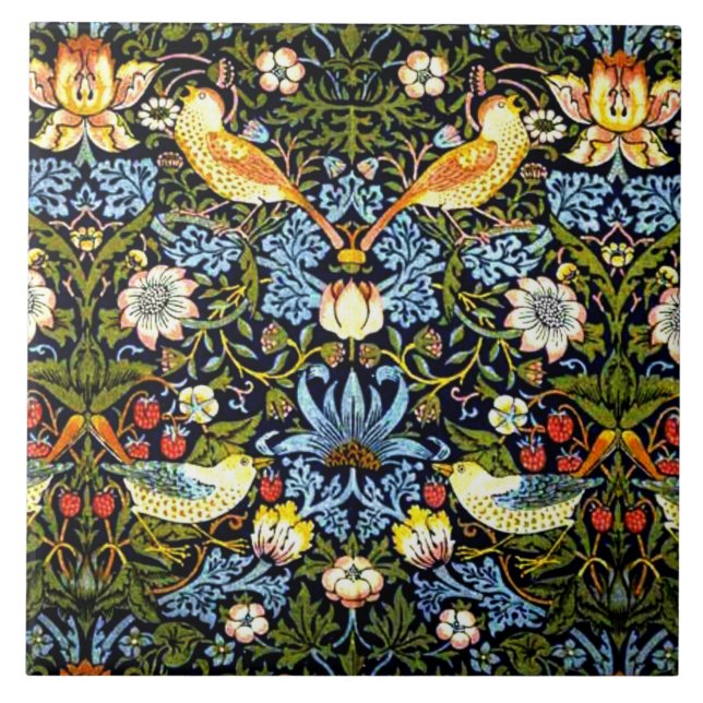 William Morris - Strawberry Thief Ceramic Tile Kakelplatta (Framsidan)