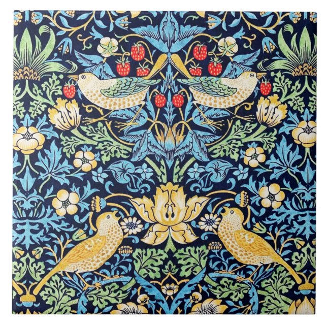 William Morris Strawberry Thief Ceramic Tile. Kakelplatta (Framsidan)