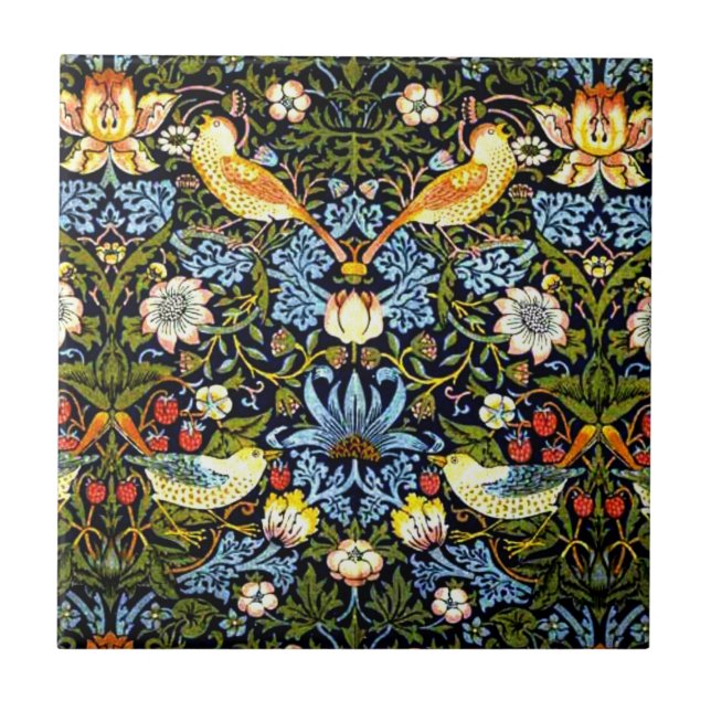 William Morris - Strawberry Thief Ceramic Tile Kakelplatta (Framsidan)