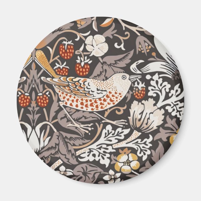 William Morris Strawberry Thief Charcoal Ochre Magnet (Framsidan)