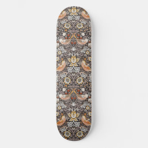 William Morris Strawberry Thief Charcoal Ochre Mini Skateboard Bräda 18,5 Cm