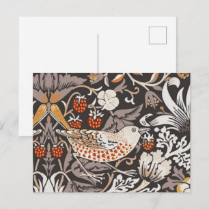 William Morris Strawberry Thief Charcoal Ocker Vykort