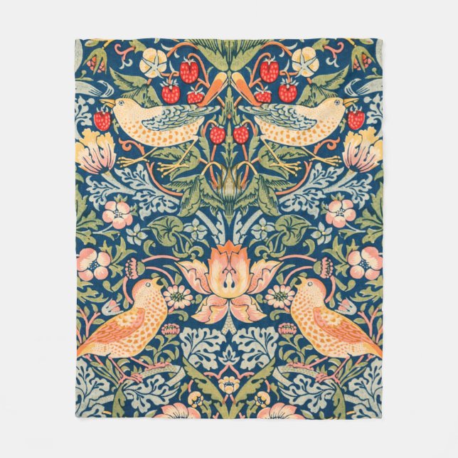 William Morris Strawberry Thief Design Fleecefilt (Framsidan)