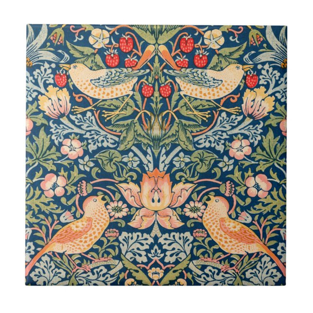William Morris Strawberry Thief Design Kakelplatta (Framsidan)