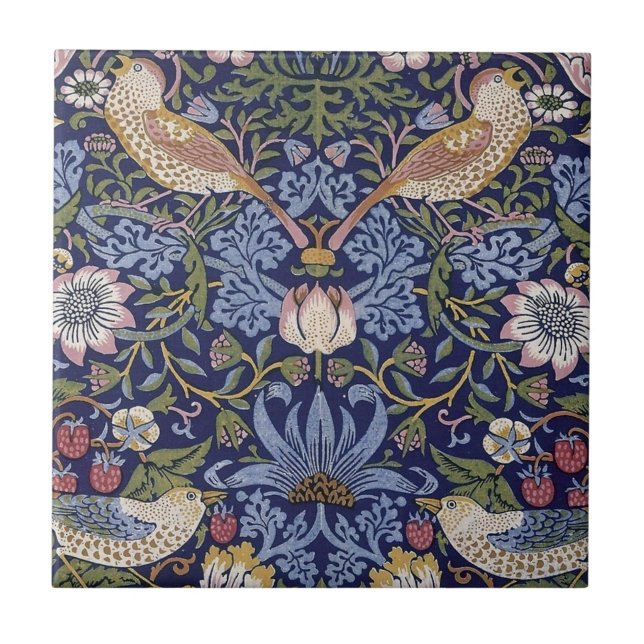 William Morris Strawberry Thief Design Tile Kakelplatta (Framsidan)