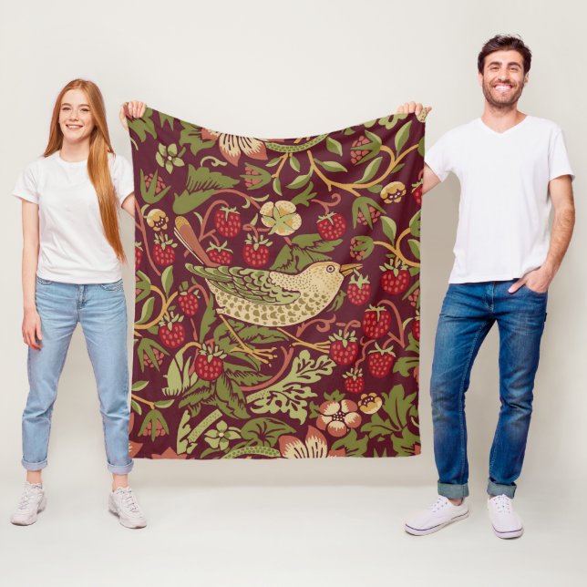 William Morris Strawberry Thief Fleece Blanket (På plats)