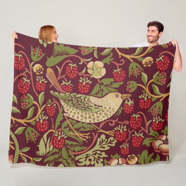 William Morris Strawberry Thief Fleece Blanket (På plats)