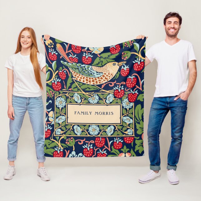 William Morris Strawberry Thief Fleece Blanket (På plats)
