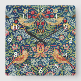 William Morris - Strawberry Thief Fyrkantig Klocka