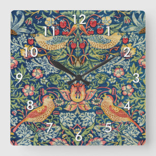 William Morris - Strawberry Thief Fyrkantig Klocka