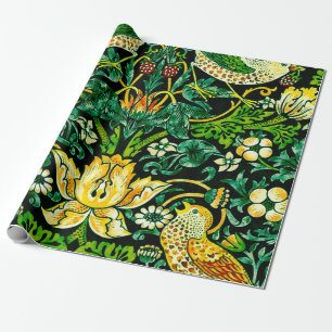 William Morris Strawberry Thief Green And Orange Presentpapper