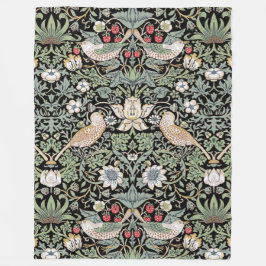 William Morris Strawberry Thief I Black Birds Fleecefilt