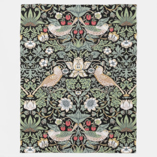William Morris Strawberry Thief I Black Birds Fleecefilt