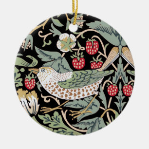 William Morris Strawberry Thief I Black Birds Julgransprydnad Keramik
