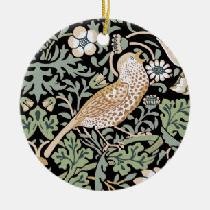 William Morris Strawberry Thief I Black Birds Julgransprydnad Keramik