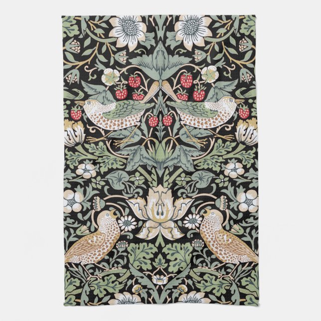 William Morris Strawberry Thief I Black Birds Kökshandduk (Vertikal)